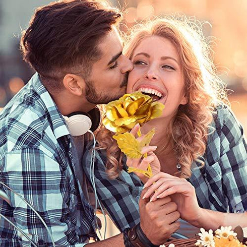 24K Artificial Rose Gold Flower Gift for Girlfriend Wife Mom